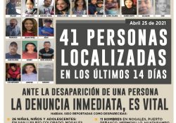 41 personas localizadas sanas y a salvo en los últimos 14 días.