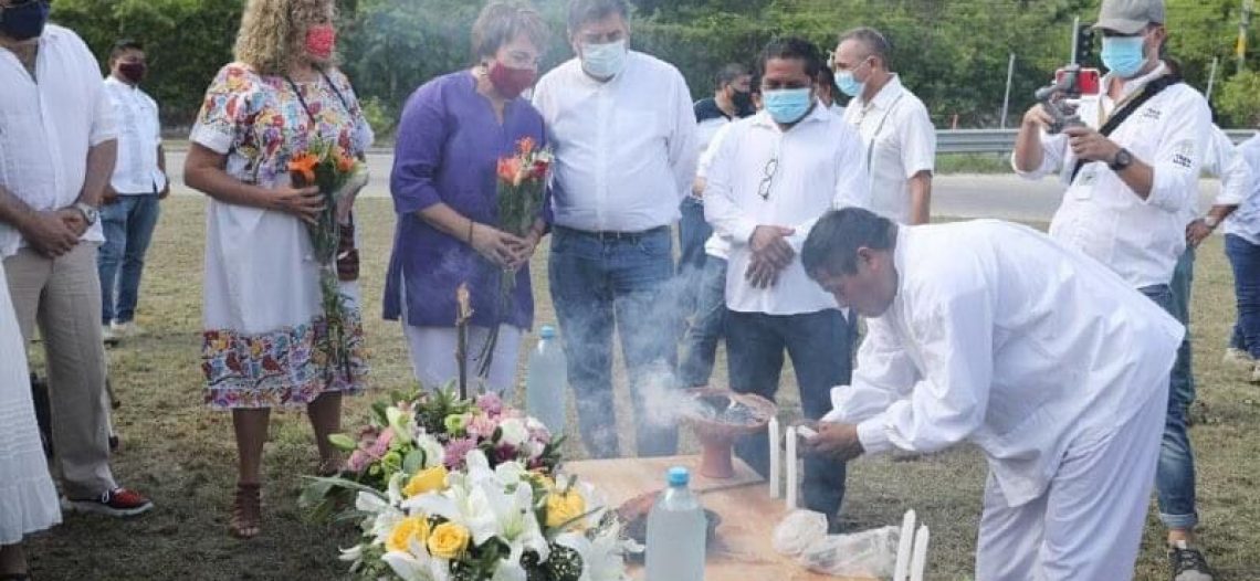 Con ritual Maya piden permiso a la Madre Tierra para iniciar trabajos del Tren Maya