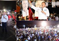 Cierra campaña el borrego ante miles de guaymenses y empalmenses; fustiga al centralismo y a su principal adversario.