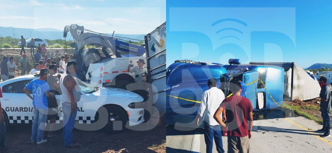 Salida de camino y volcamiento de tráiler, con varias toneladas de CARNE