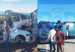 Salida de camino y volcamiento de tráiler, con varias toneladas de CARNE
