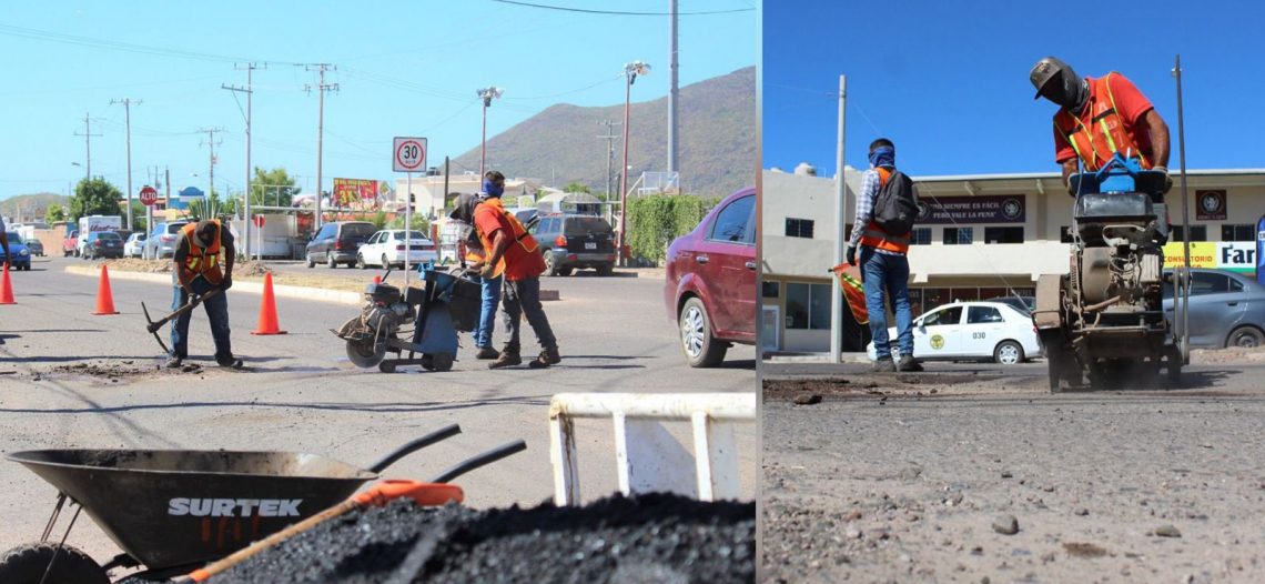 Inician programa de bacheo en Guaymas Norte