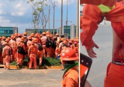 Se enfrentan en Refinería de Dos Bocas Trabajadores y antimotines