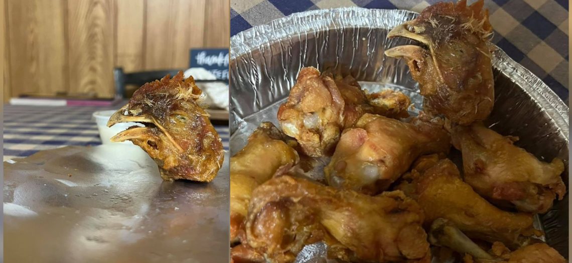 Mujer de Pensilvania encuentra cabeza de pollo en su orden de alitas