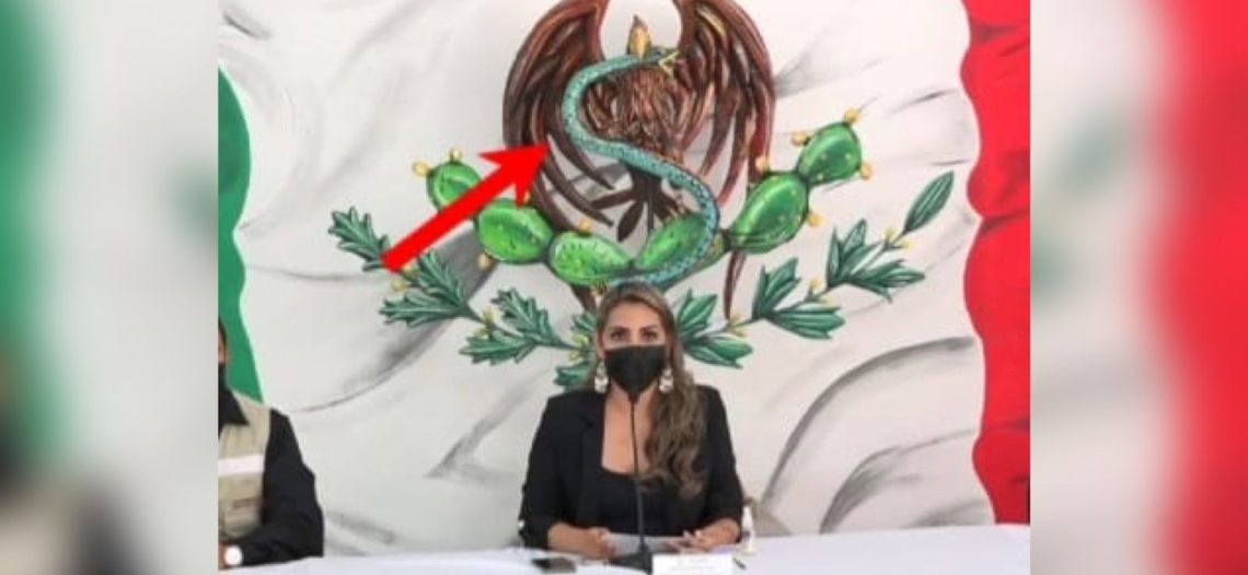 La gobernadora de Guerrero usa el escudo nacional para promoverse