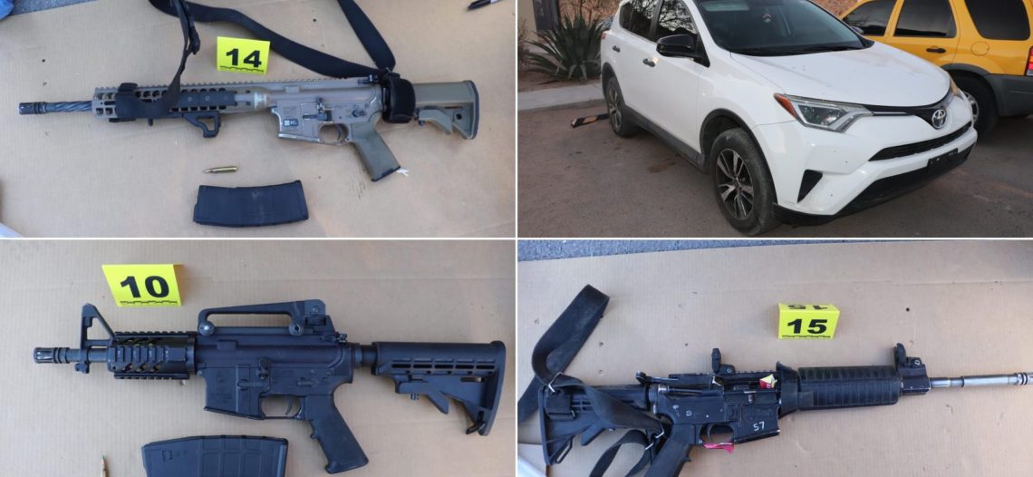 Procesa Fiscalía escena de hechos violentos en Caborca y recolecta armas.