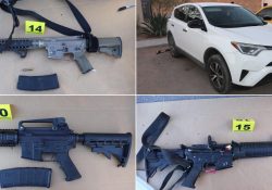 Procesa Fiscalía escena de hechos violentos en Caborca y recolecta armas.