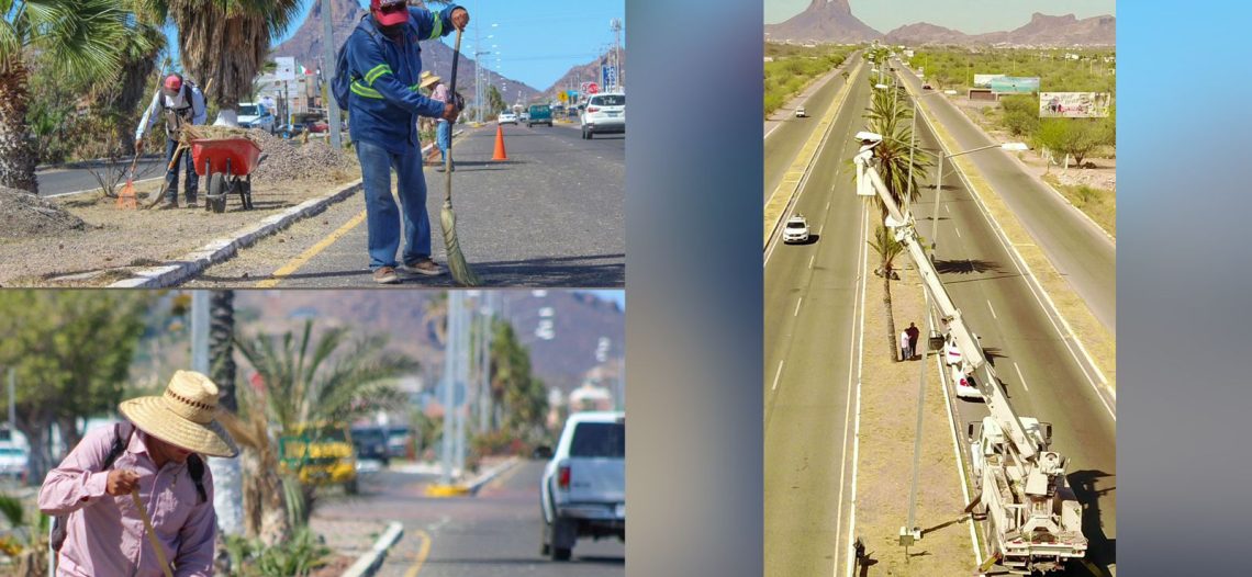 Realiza Servicios Públicos trabajos de mejoramiento urbano en San Carlos; limpieza y rehabilitación de alumbrado entre las principales acciones