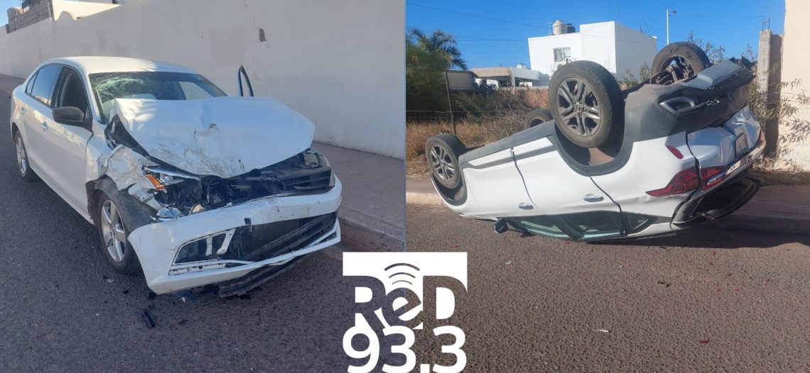 Exceso de velocidad provoca Choque y posterior volcamiento de vehículo en Blvd. Faustino Felix Serna