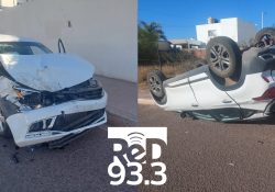 Exceso de velocidad provoca Choque y posterior volcamiento de vehículo en Blvd. Faustino Felix Serna