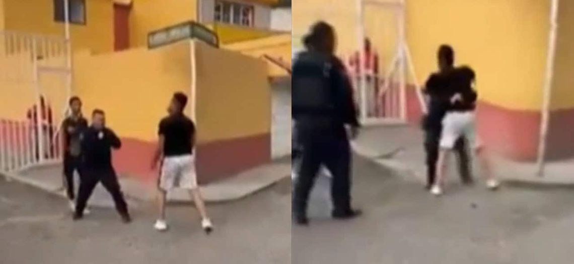 Policía se quita el chaleco antibalas y se pelea a golpes con vecino en Ecatepec