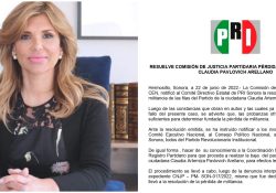 PIERDE SU MILITANCIA ANTE EL PRI LA EX GOBERNADORA CLAUDIA PAVLOVICH ARELLANO: COMISIÓN DE JUSTICIA PARTIDARIA