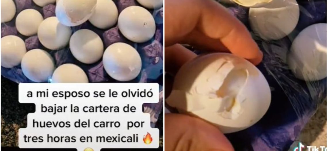 Olvidan huevos dentro de un carro y terminan cocidos por intenso calor de Mexicali