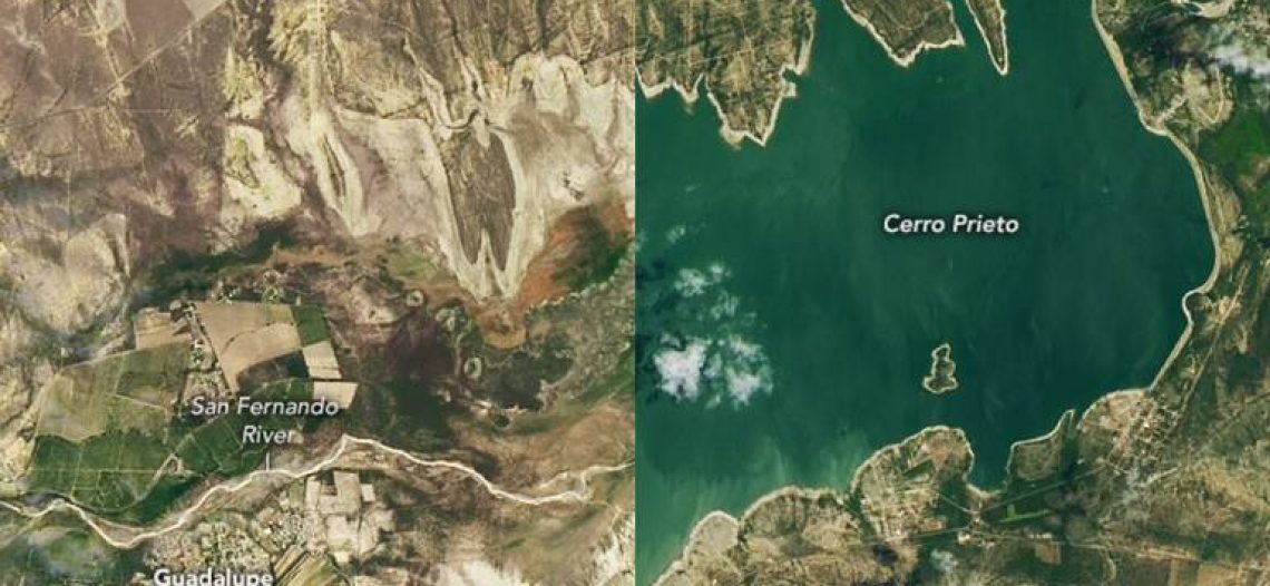 NASA muestra sequía extrema en presa de Cerro Prieto, Nuevo León