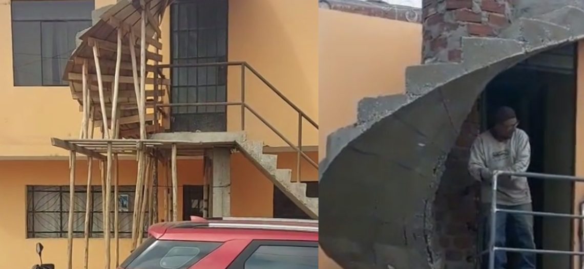 Albañiles construyen escalera sin salida y se vuelven virales en TikTok