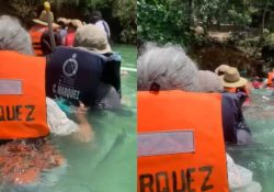 Lancha se hunde en la Huasteca Potosina y pasajeros lo toman con humor
