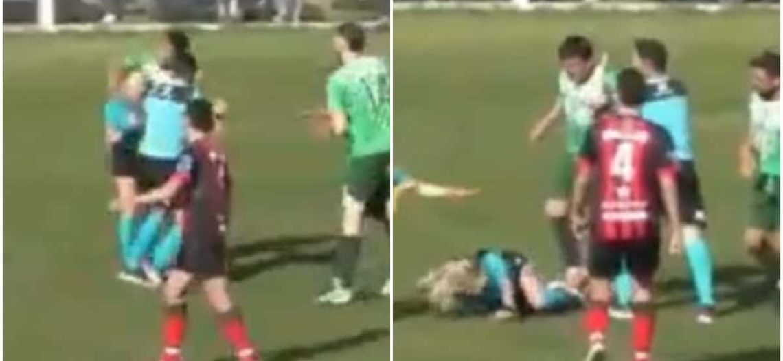 Jugador de futbol agrede a mujer árbitro por la espalda