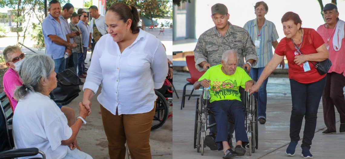 Presidenta municipal, Doctora Karla Córdova González, visita albergue de Guaymas Norte; convive con adultos de Cobijo San José y familias