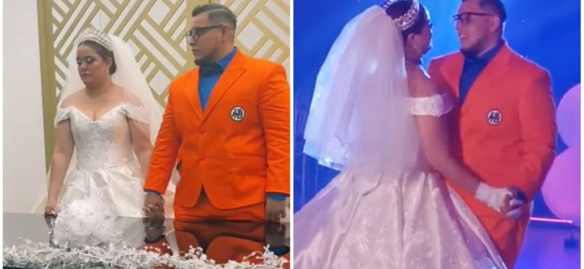 Hombre se casa con traje inspirado en Goku de Dragon Ball Z