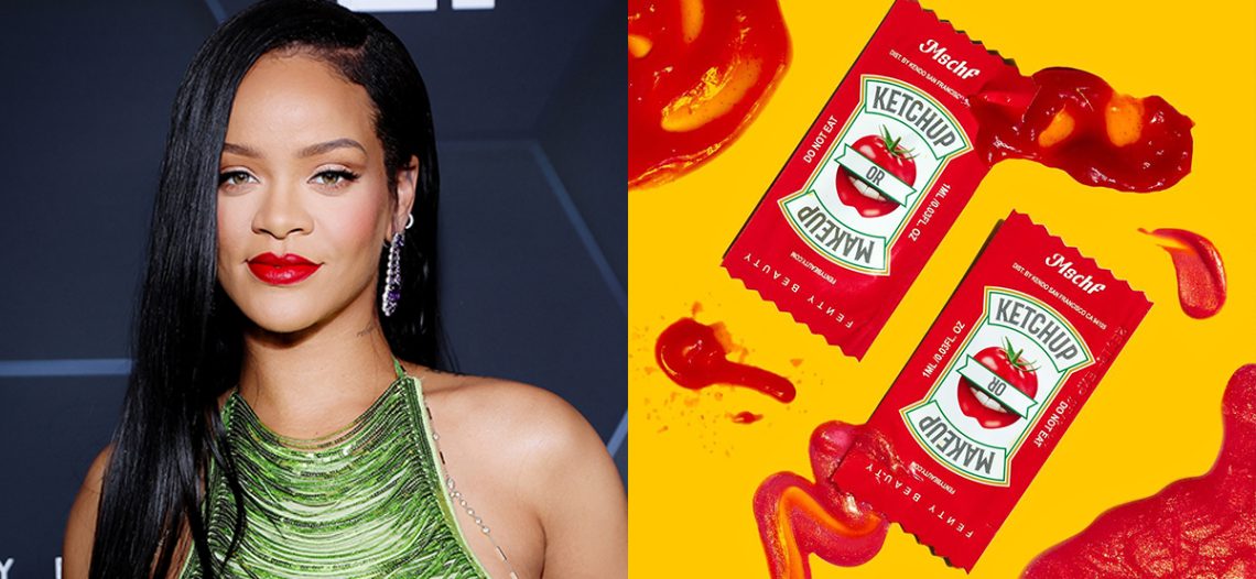 Rihanna quita lo aburrido y pone lo divertido con maquillaje inspirado en cátsup
