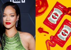 Rihanna quita lo aburrido y pone lo divertido con maquillaje inspirado en cátsup