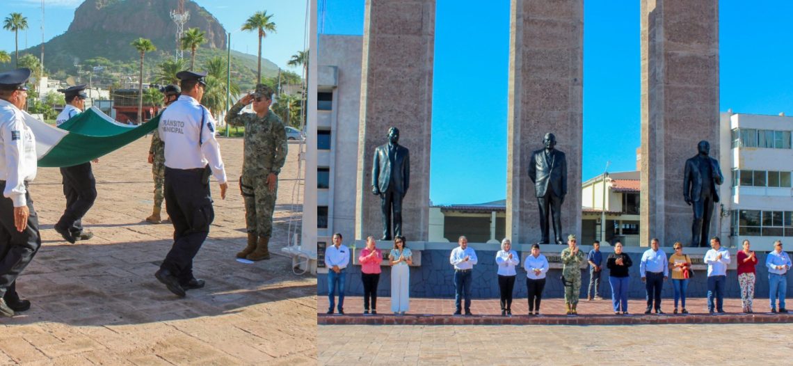 Realiza Ayuntamiento de Guaymas y Acción Cívica ceremonia de izamiento de Bandera; se suma la participación de dependencias municipales