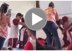 Alumna llega a golpes con compañero y con maestra; todo por prohibirle el uso de celular