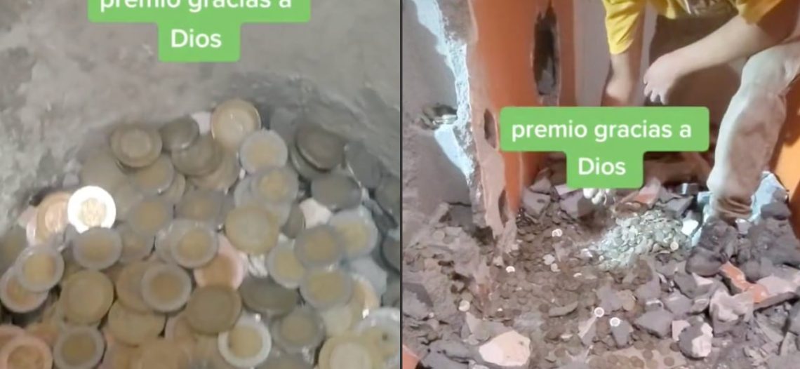 Albañiles encuentran “tesoro” tras derrumbar la pared de una obra: Video