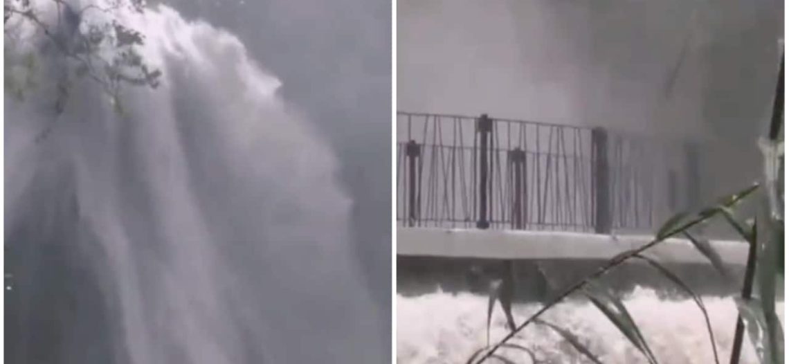 Tras fuertes lluvias en Nuevo León, reaparece cascada ‘Cola de Caballo’ en Santiago