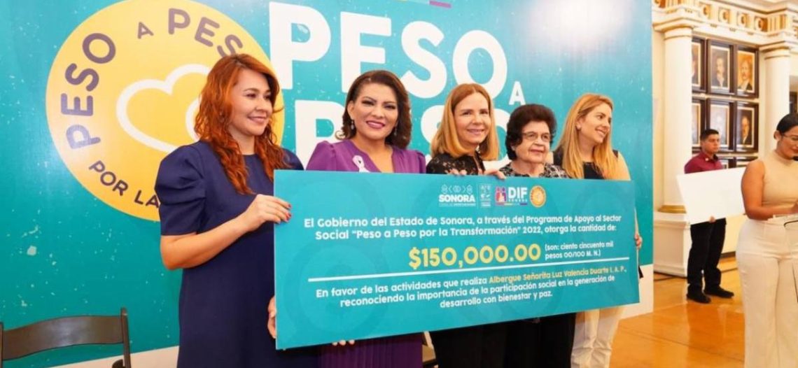 Hace DIF Sonora entrega simbólica del programa “Peso a Peso por la Transformación”