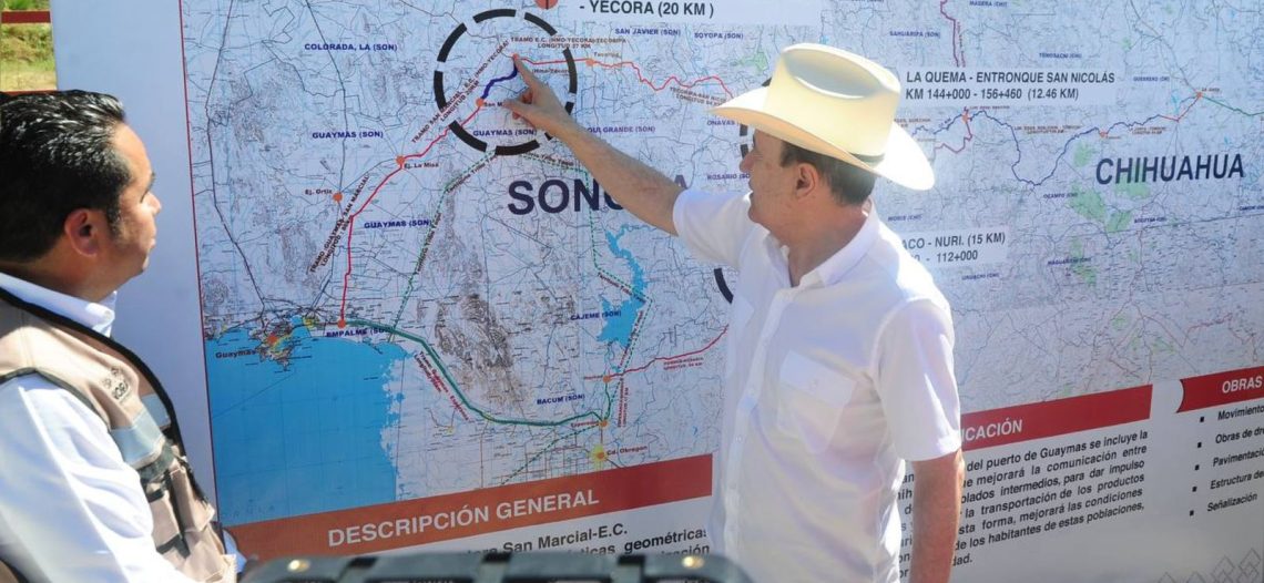 Gobernador Alfonso Durazo da banderazo de arranque a obra de modernización de la carretera Guaymas-Chihuahua