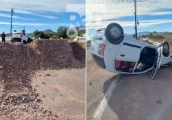 Vuelca vehículo en acceso norte Guaymas