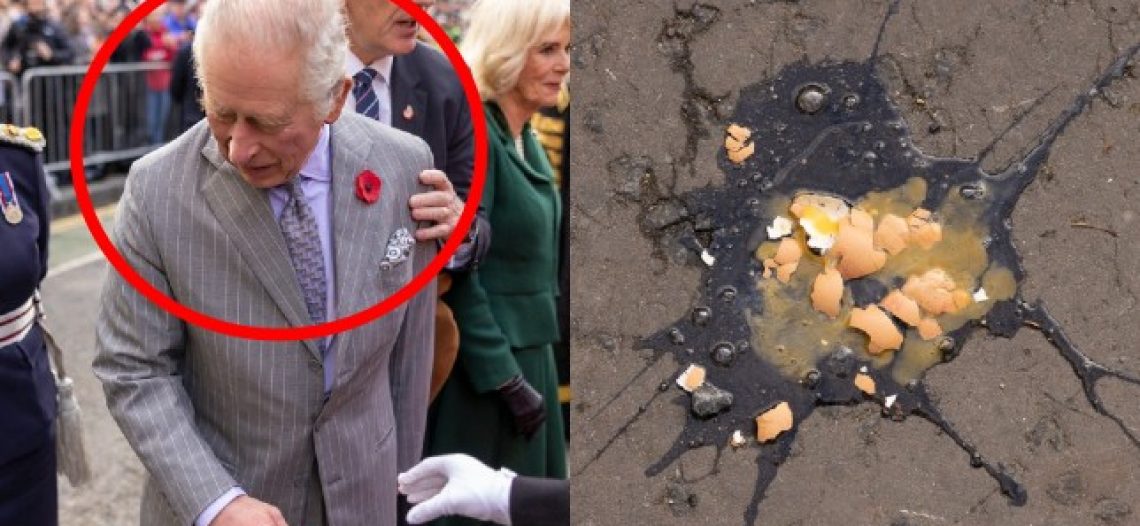 El momento en que arrojan huevos al rey Carlos III y la reina consorte Camila