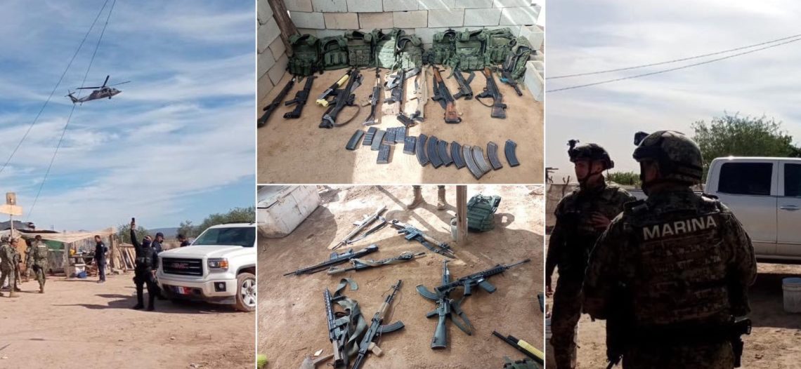 Decomisan arsenal y detienen a 14 presuntos delincuentes en las Guásimas