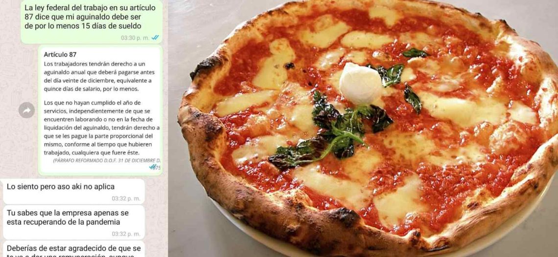 Joven recibe pizza como aguinaldo:’Deberías estar agradecido con la remuneración’, contestó “Irma” de RH