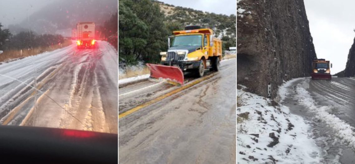 La nieve vuelve a cubrir el norte de Sonora y BC; piden precaución a viajeros