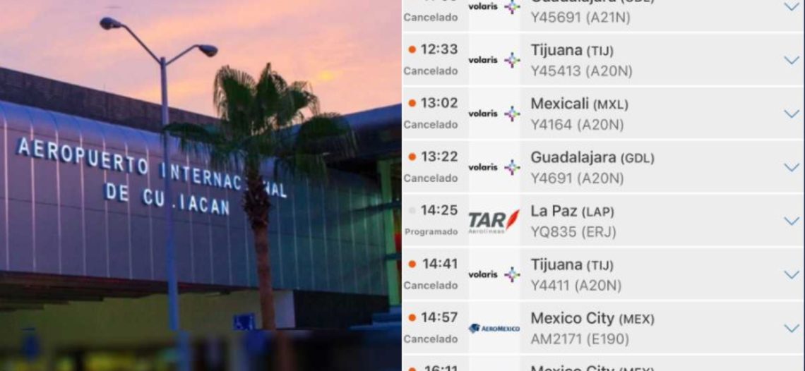 Cierran aeropuertos de Culiacán y Mazatlán tras detención de Ovidio Guzmán