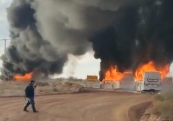 Investiga Fiscalía incendio de Camiones mineros en Caborca; descartan relación con eventos de Sinaloa