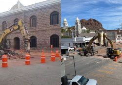 Desalojan Palacio Municipal en Guaymas; maquinaria pesada trabaja en las afueras y “movió” la vieja estructura