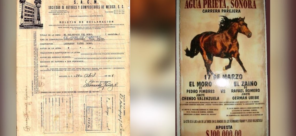 Así se registro “El Moro de Cumpas” en 1958