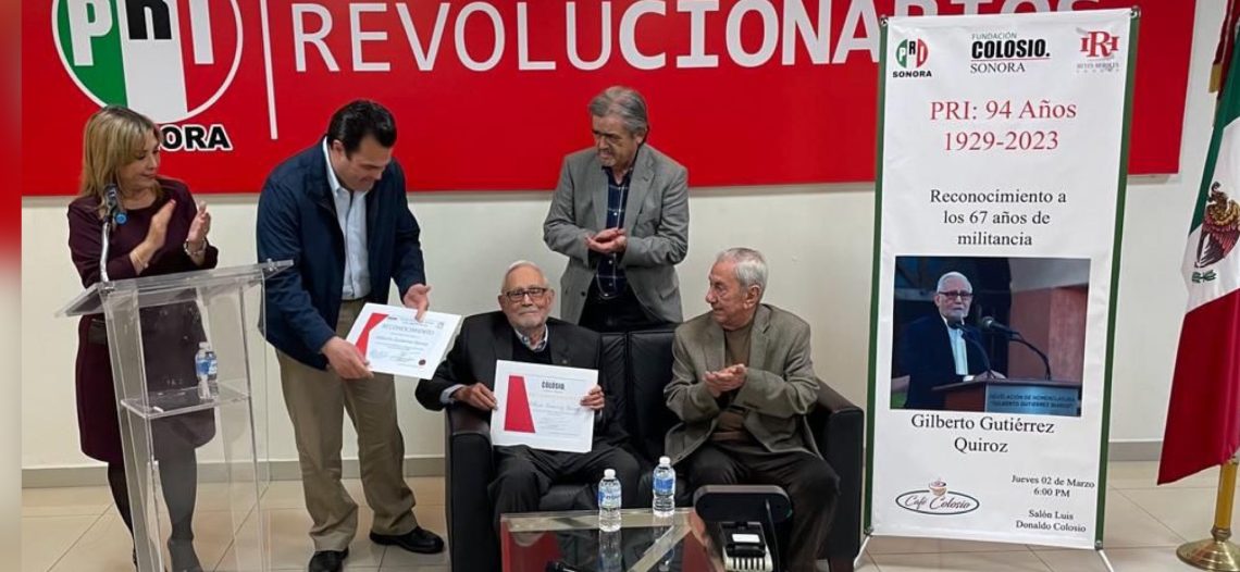 Rinde el PRI homenaje a Don Gilberto Gutiérrez Quiroz por más de 60 años de militancia