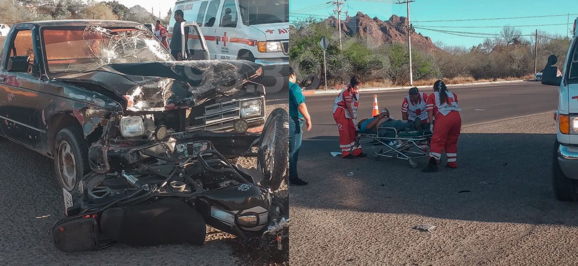 Motociclista herido en Choque al norte de Guaymas