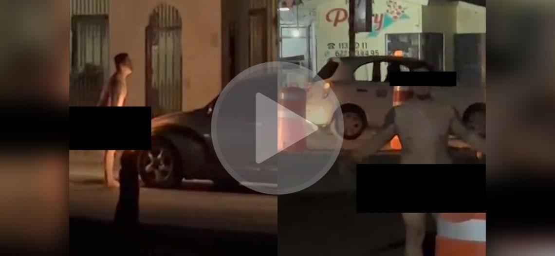 Violento sujeto se desnuda en pleno Blvd Diana Laura de Guaymas norte