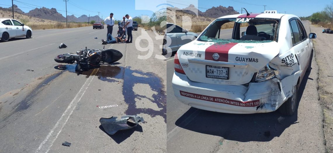 Lesionado motociclista tras impactarse contra taxi en Carretera al Aeropuerto