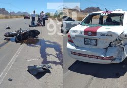 Lesionado motociclista tras impactarse contra taxi en Carretera al Aeropuerto