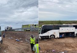 Sale del camino autobús de pasajeros y dejó 11 lesionados