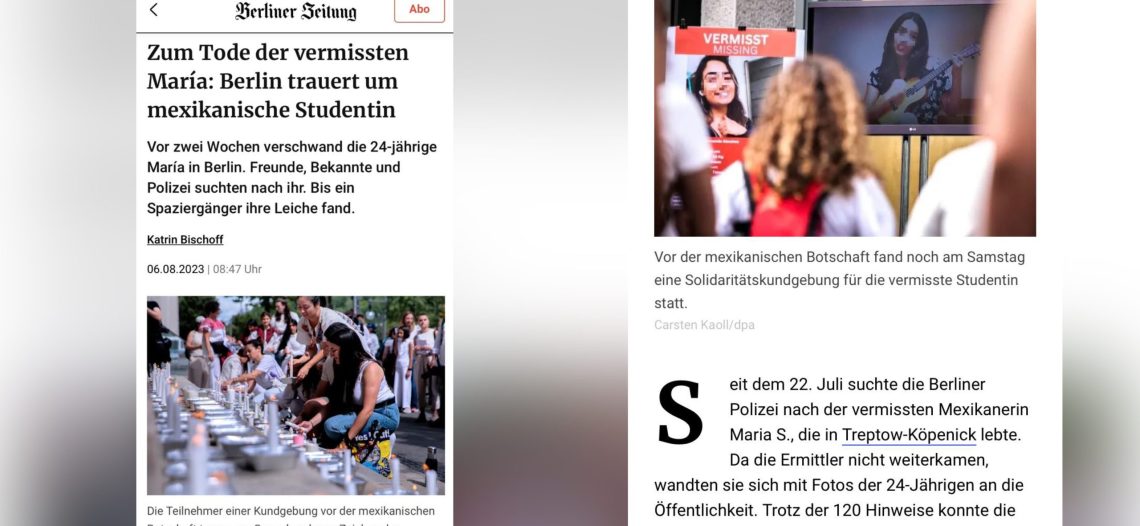 Destaca la prensa berlinesa la muerte de estudiante mexicana