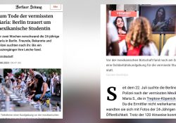 Destaca la prensa berlinesa la muerte de estudiante mexicana