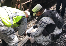 Localiza GN en Sonora tubos de PVC rellenos de metanfetamina ocultos en vagón del ferrocarril con destino a EEUU