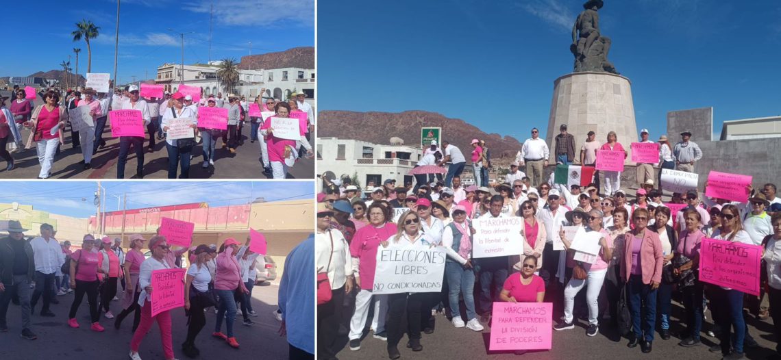 Marchan por la democracia en Guaymas